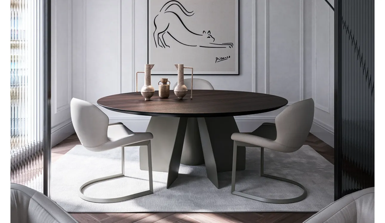 Tavolo con top in legno Senator Round di Cattelan Italia