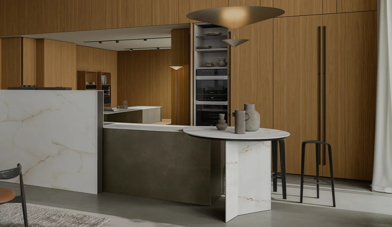 Cucina Design Life Projects 10 in laccato e laminam di Copat Life