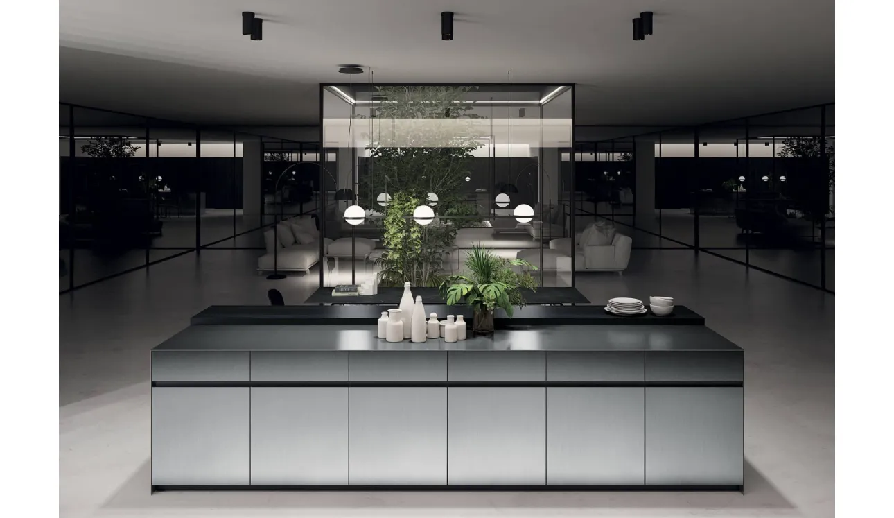 Cucina Design con isola in acciaio inox Smart 5 di Nova Cucina